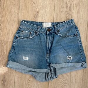 One Teaspoon Distressed Blue Jean Shorts